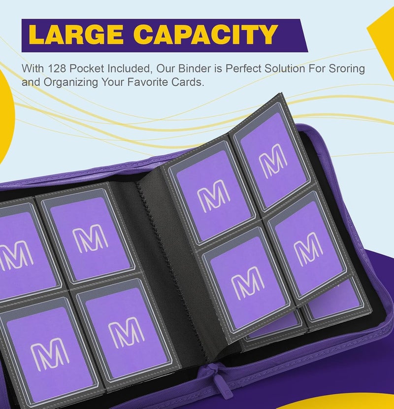 MOSLA Toploader Binder,4-Pocket Side Load Trading Card Album, Holds 128 Cards with Double-Sided Pockets for MTG, Sports Cards, Top Loader Storage - Image 2